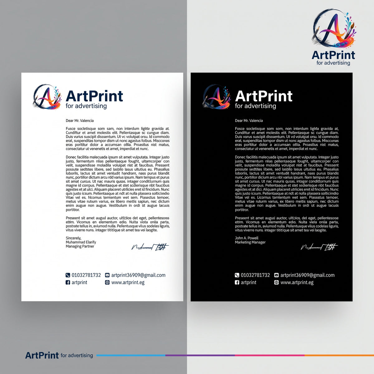 تصميم وطباعة ورق مراسلات Letterhead للشركات
